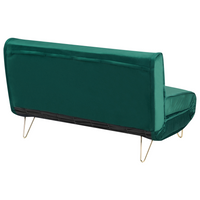 Divano Letto Velluto Verde Scuro 2 Posti Letto Sfoderabile senza braccioli Con 2 Cuscini Gambe In Metallo dorato Glamour