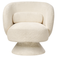 Poltrona girevole Seduta in bouclè bianco sporco Gambe in metallo stile retrò