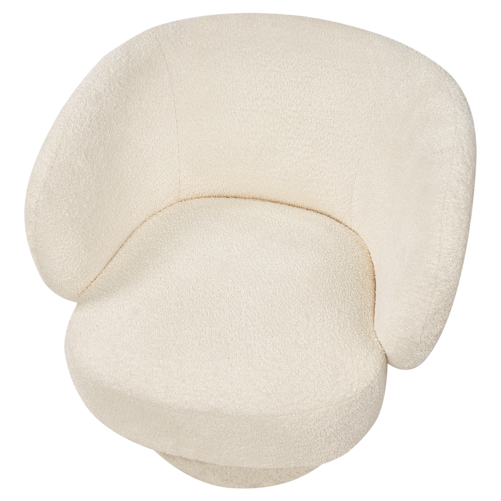 Poltrona girevole Seduta in bouclè bianco sporco Gambe in metallo stile retrò