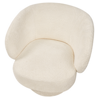 Poltrona girevole Seduta in bouclè bianco sporco Gambe in metallo stile retrò