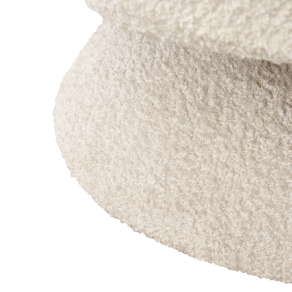 Poltrona girevole Seduta in bouclè bianco sporco Gambe in metallo stile retrò