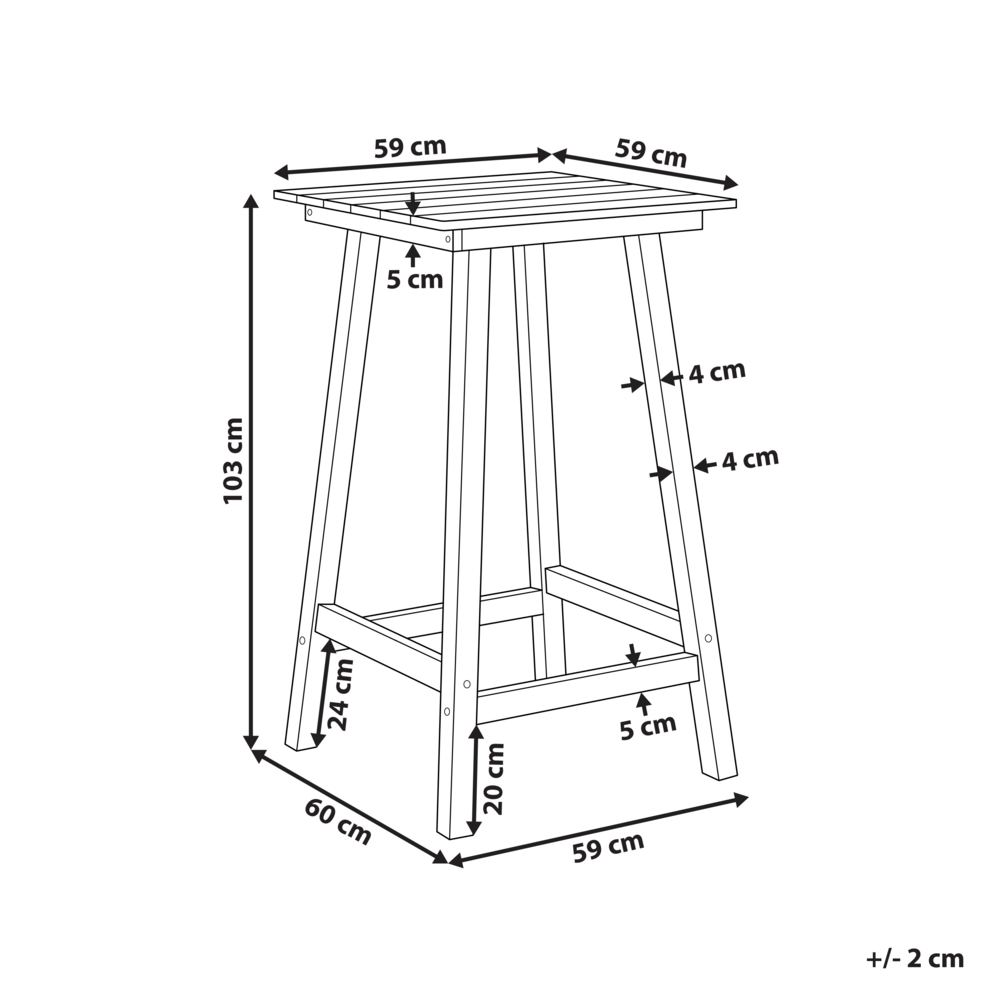 Tavolo da bar da giardino Grigio scuro in materiale sintetico 60 x 60 cm Industriale Tradizionale da giardino all'aperto per il patio