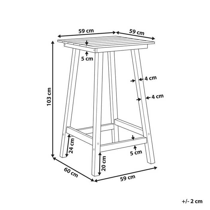 Tavolo da bar da giardino Grigio scuro in materiale sintetico 60 x 60 cm Industriale Tradizionale da giardino all'aperto per il patio