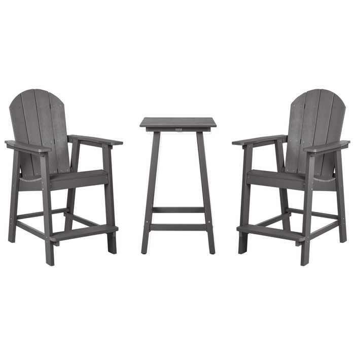 Set da giardino Bistro Bar Tavolo e sedie alte grigio scuro Stile industriale per esterni