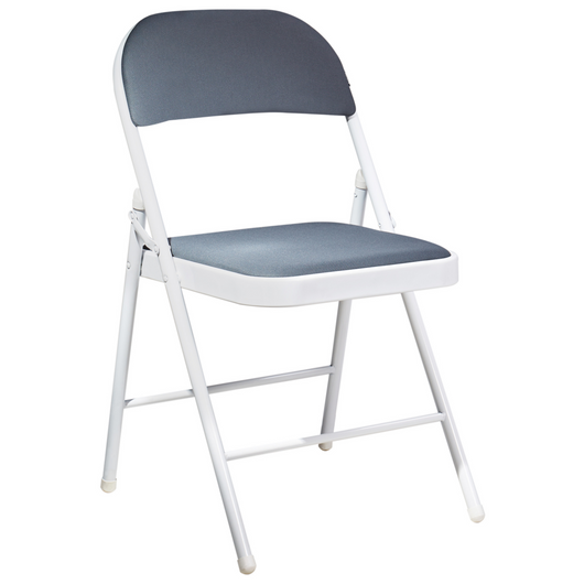 Set 4 Sedie Pieghevoli in Metallo Grigio Chiaro e bianco sedile e schienale imbottiti