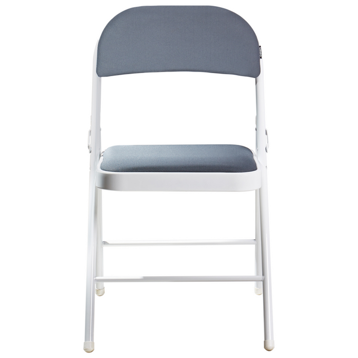 Set 4 Sedie Pieghevoli in Metallo Grigio Chiaro e bianco sedile e schienale imbottiti
