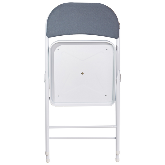 Set 4 Sedie Pieghevoli in Metallo Grigio Chiaro e bianco sedile e schienale imbottiti