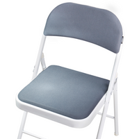 Set 4 Sedie Pieghevoli in Metallo Grigio Chiaro e bianco sedile e schienale imbottiti