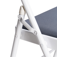 Set 4 Sedie Pieghevoli in Metallo Grigio Chiaro e bianco sedile e schienale imbottiti