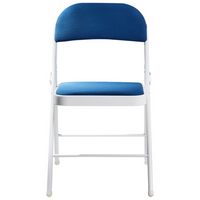 Set 4 Sedie Pieghevoli in Metallo blu e bianco sedile e schienale imbottiti