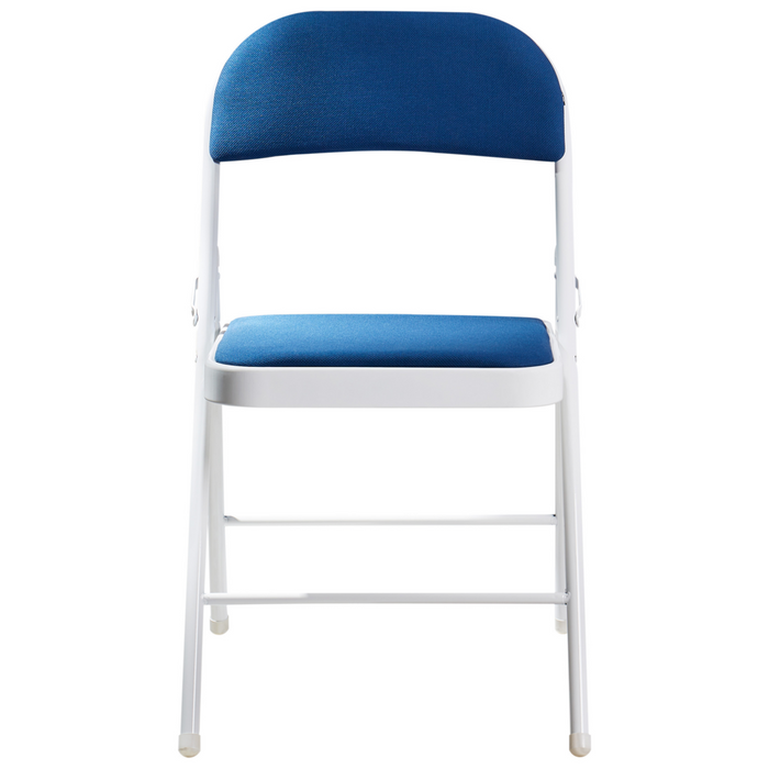 Set 4 Sedie Pieghevoli in Metallo blu e bianco sedile e schienale imbottiti