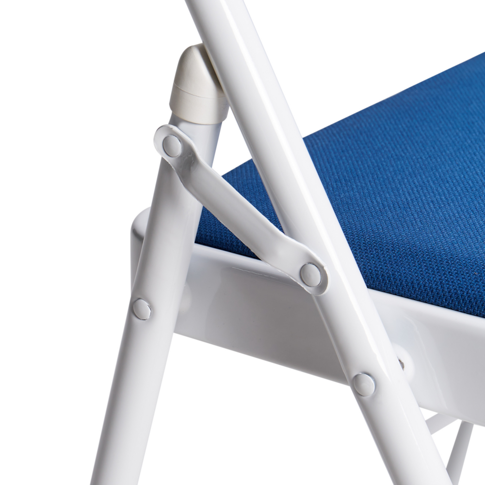 Set 4 Sedie Pieghevoli in Metallo blu e bianco sedile e schienale imbottiti