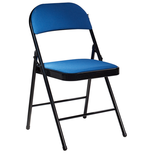 Set 4 Sedie Pieghevoli in Metallo blu e nero sedile e schienale imbottiti