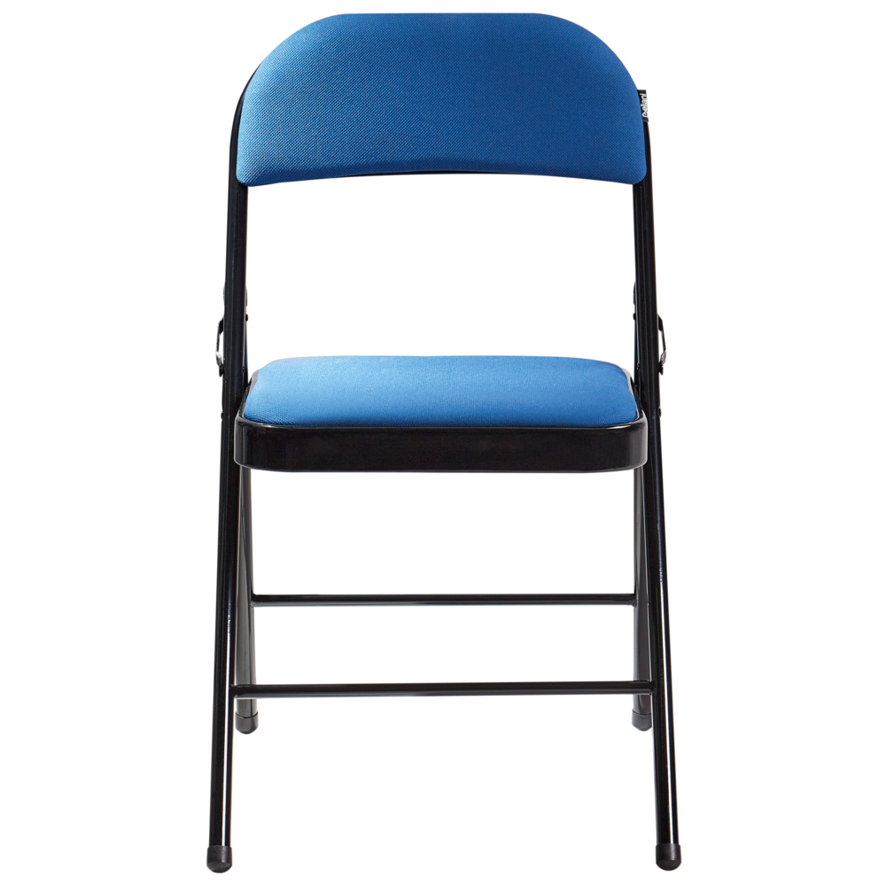 Set 4 Sedie Pieghevoli in Metallo blu e nero sedile e schienale imbottiti