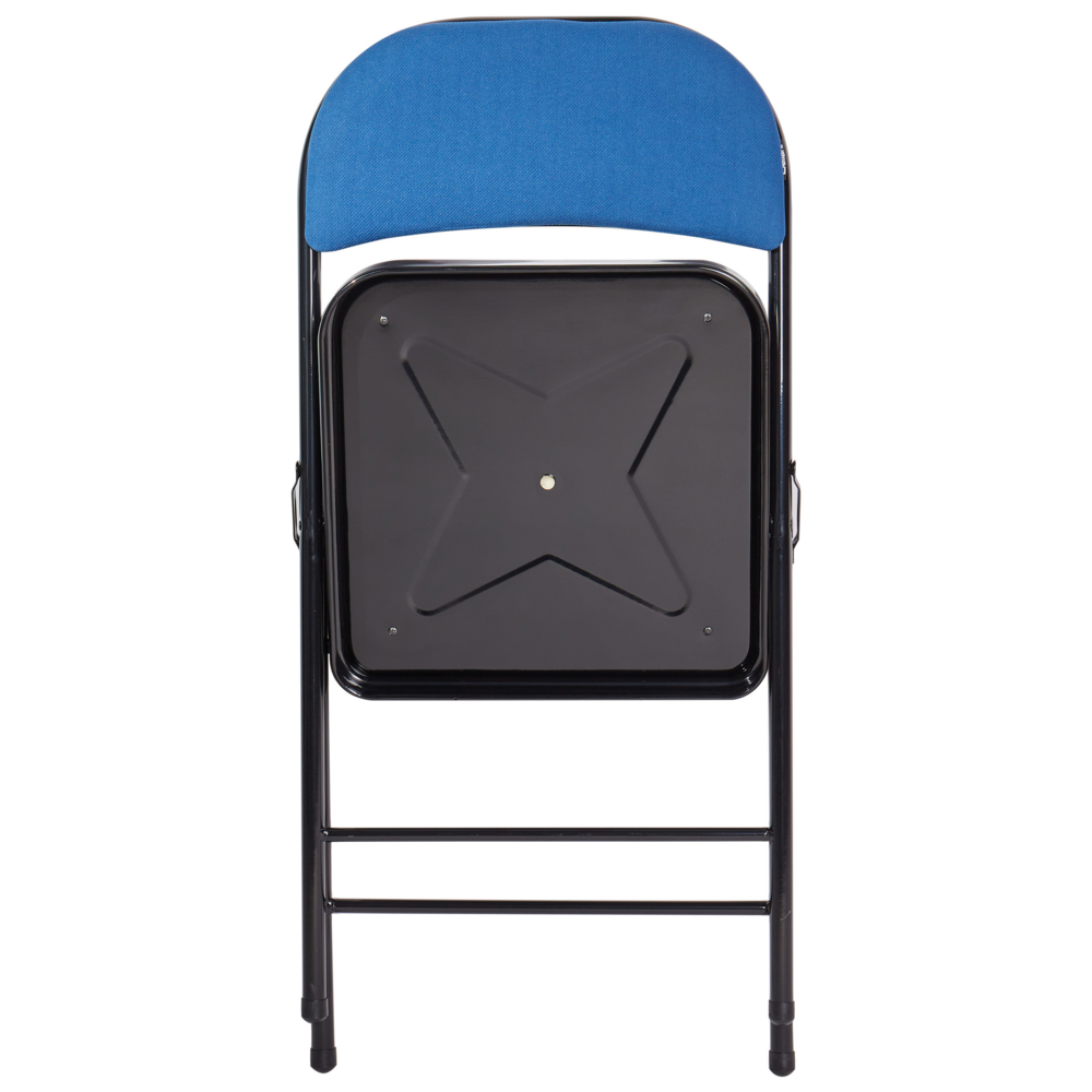 Set 4 Sedie Pieghevoli in Metallo blu e nero sedile e schienale imbottiti