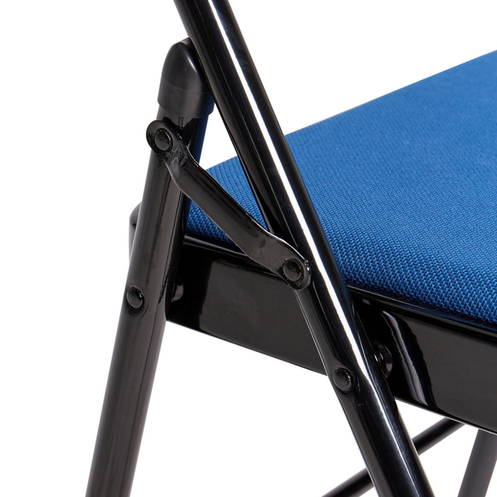 Set 4 Sedie Pieghevoli in Metallo blu e nero sedile e schienale imbottiti