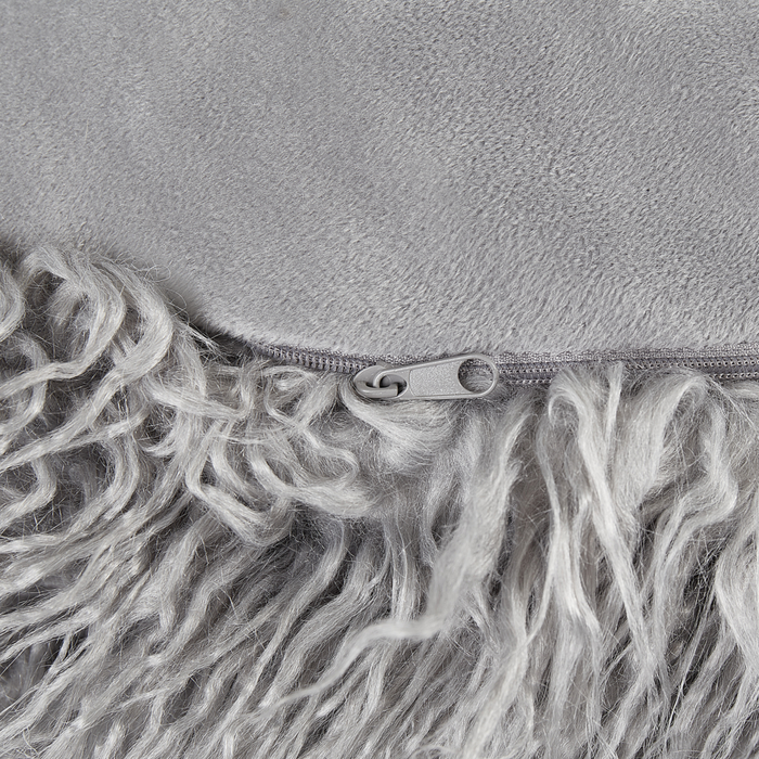 Pouf grigio EPS perline riempimento pelliccia sintetica modello solido quadrato Boho moderno tessuto poggiapiedi