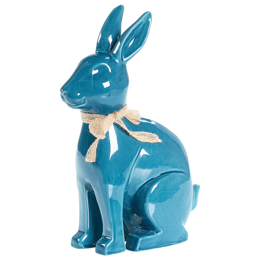 Figura decorativa in ceramica blu Dolomite 27 cm Statuetta Coniglio Pasqua Decorazione Soggiorno