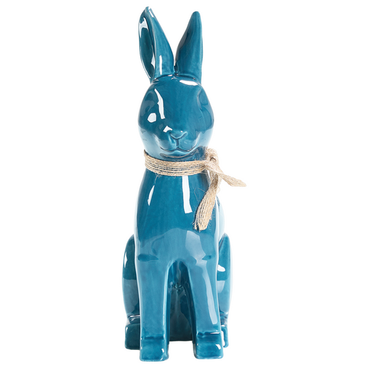 Figura decorativa in ceramica blu Dolomite 27 cm Statuetta Coniglio Pasqua Decorazione Soggiorno