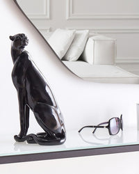 Statuetta decorativa in poliresina nera 34 cm Pezzo d'accento Jaguar Decorazione Soggiorno