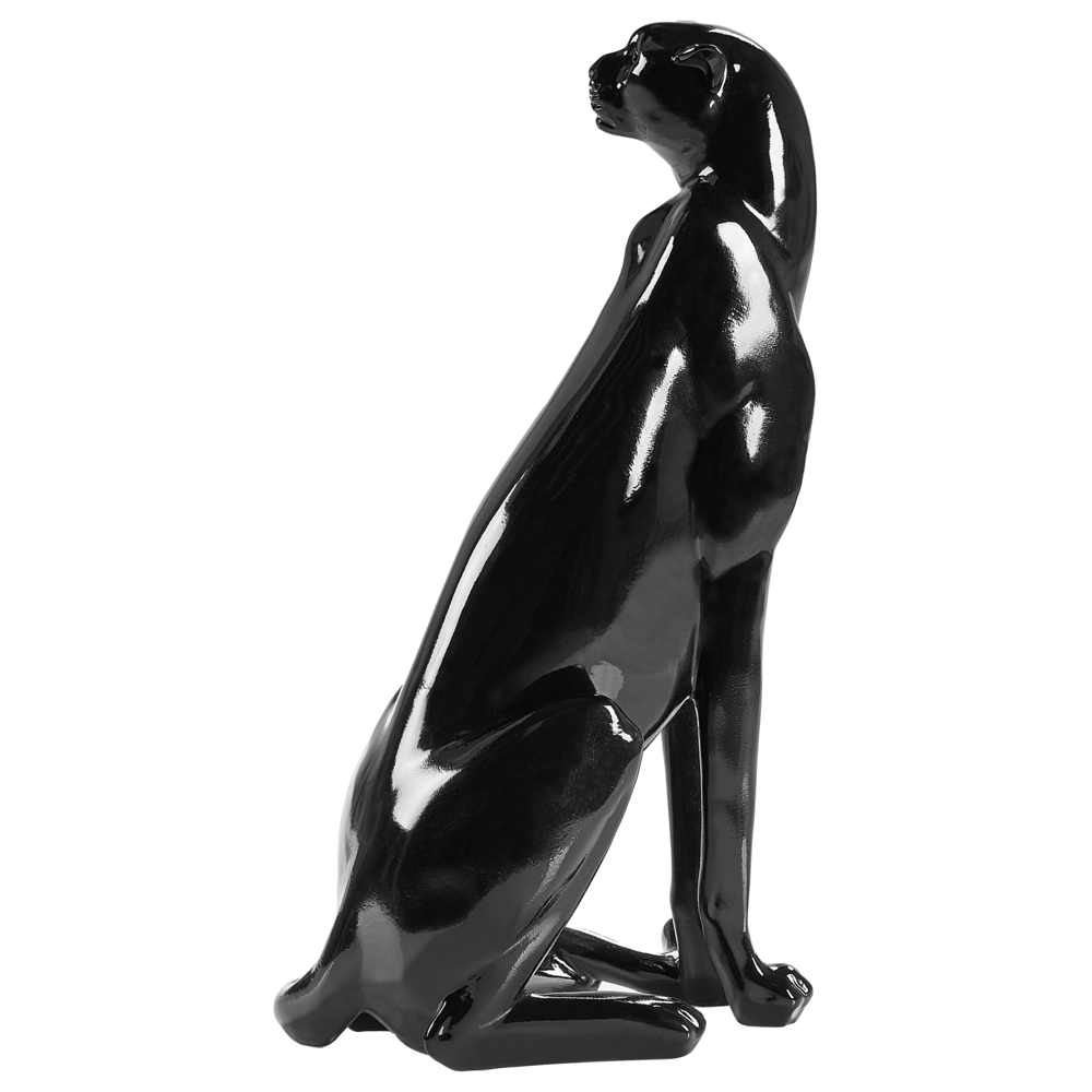 Statuetta decorativa in poliresina nera 34 cm Pezzo d'accento Jaguar Decorazione Soggiorno
