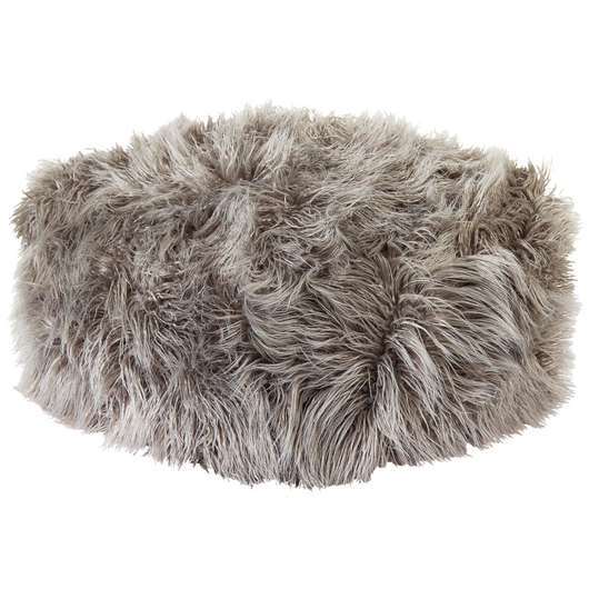 Moderno Pouf Intrecciato da Salotto 50 x 30 cm Motivo Pelle sintetica Grigio