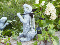 Statuetta decorativa Grigio MgO 37 cm Pezzo d'accento Coniglietto di Pasqua Decorazione per interni esterni Soggiorno