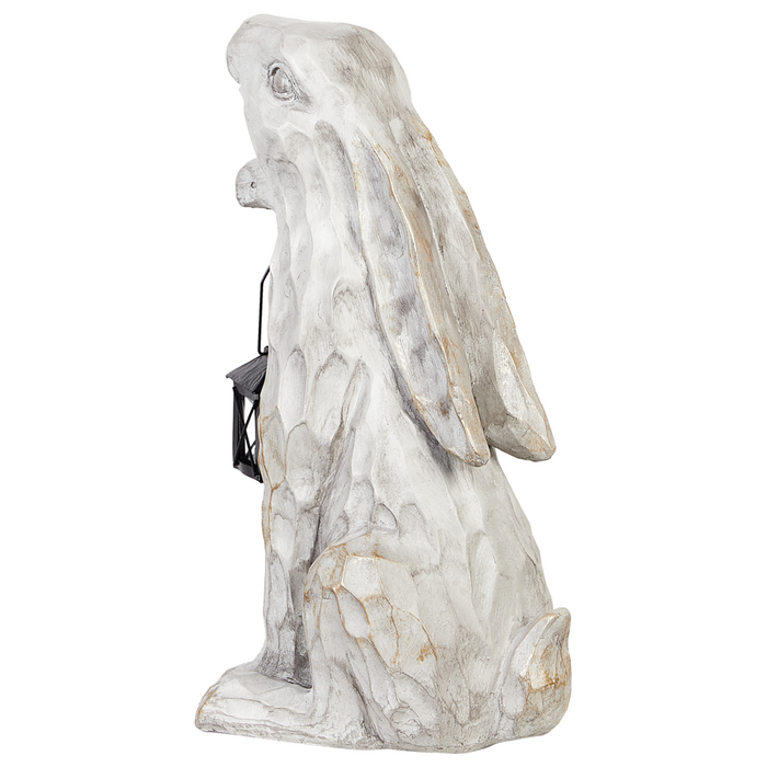 Statuetta decorativa Bianca MgO 37 cm Coniglietto di Pasqua Decorazione per interni esterni Soggiorno