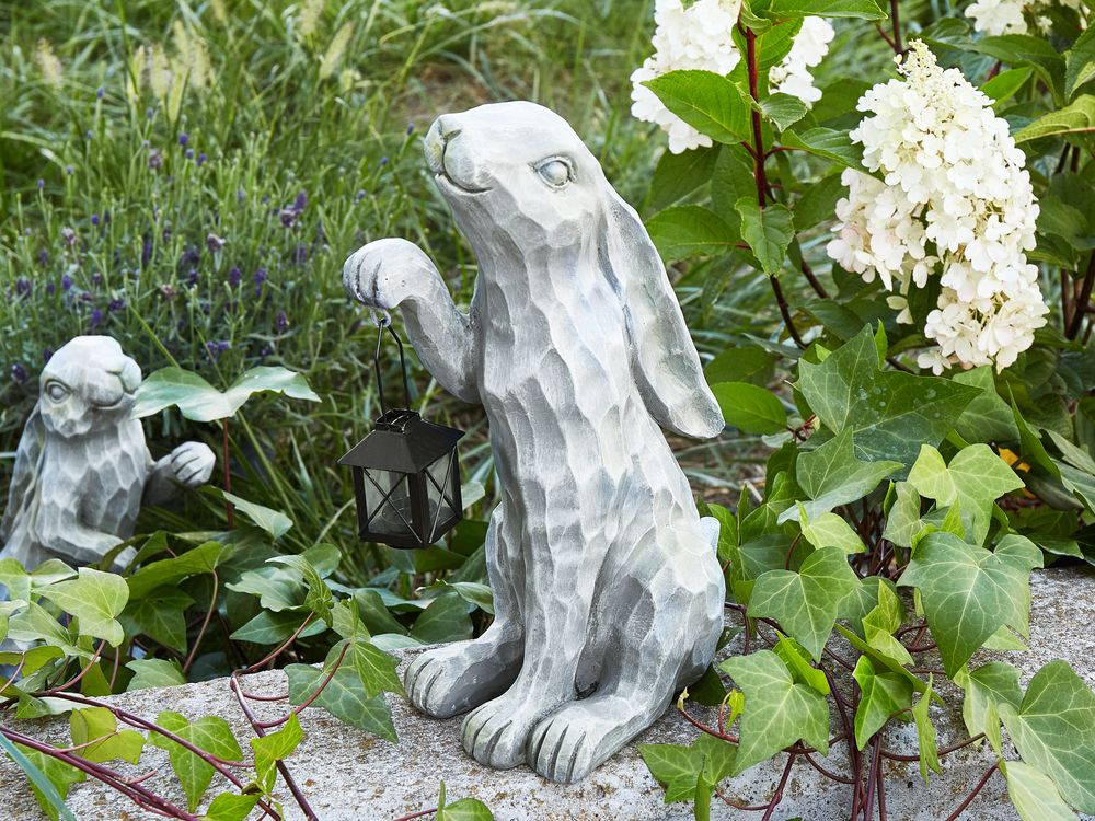 Statuetta decorativa Grigio MgO 37 cm Coniglietto di Pasqua Decorazione per interni esterni Soggiorno