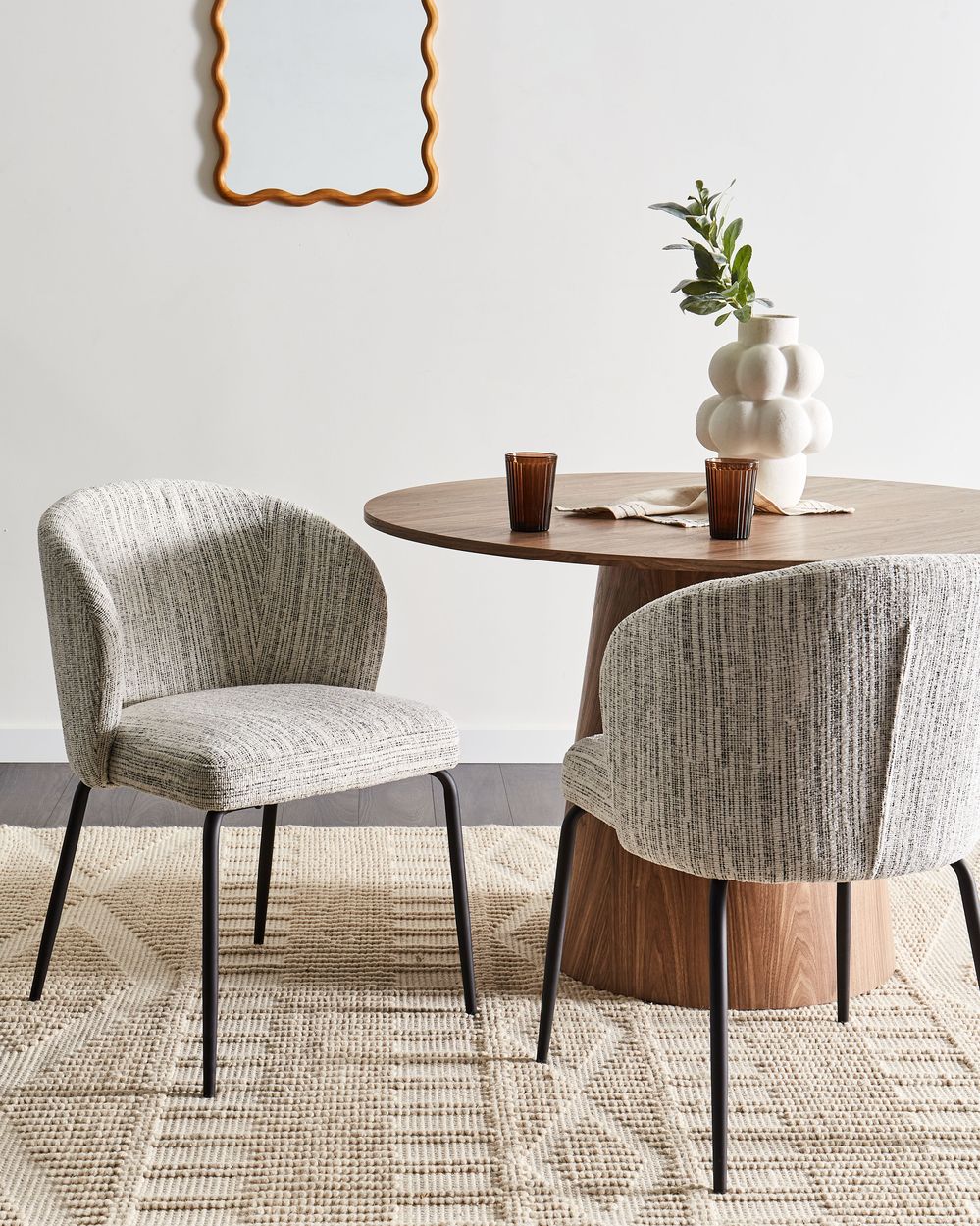 Set di 2 Sedie da Pranzo in Tessuto bianco e nero eleganti design moderno