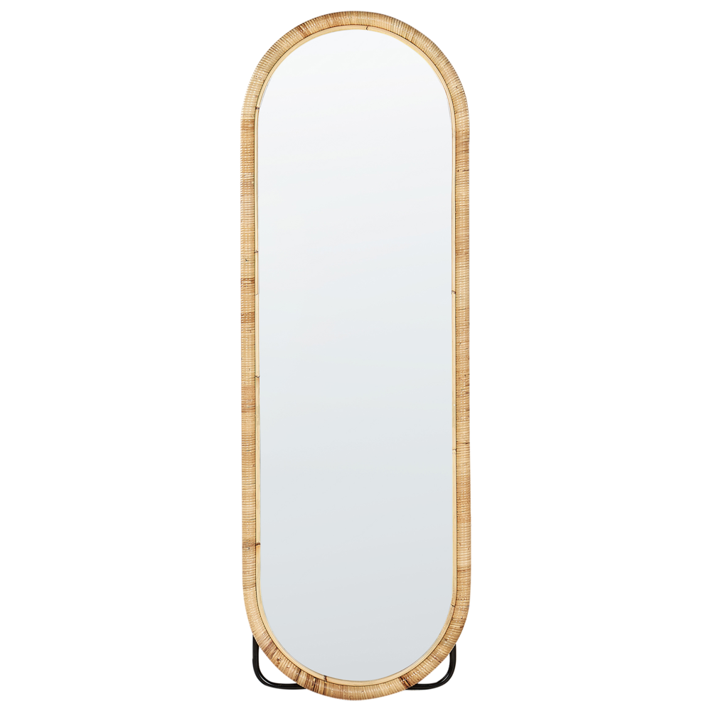 Elegante specchio da terra in rattan naturale stile boho 150x50 cm camera da letto soggiorno