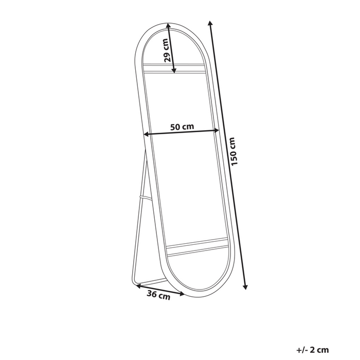 Specchio da terra in rattan naturale 150x50 cm stile boho salotto camera da letto