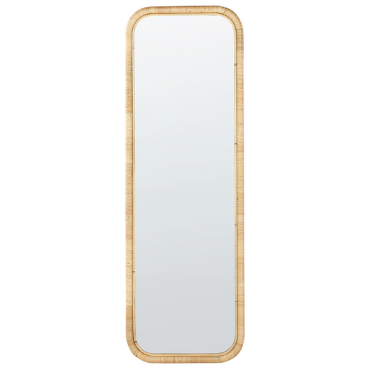 Elegante specchio da terra in rattan naturale 150x50 cm stile boho camera da letto