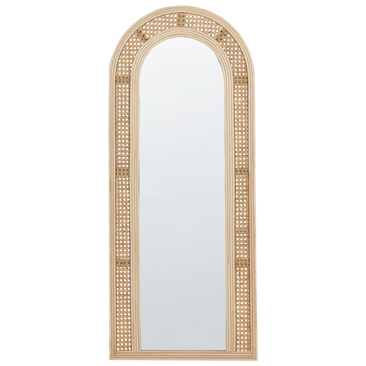 Specchio da parete ad arco in rattan naturale 120x50 cm soggiorno camera da letto