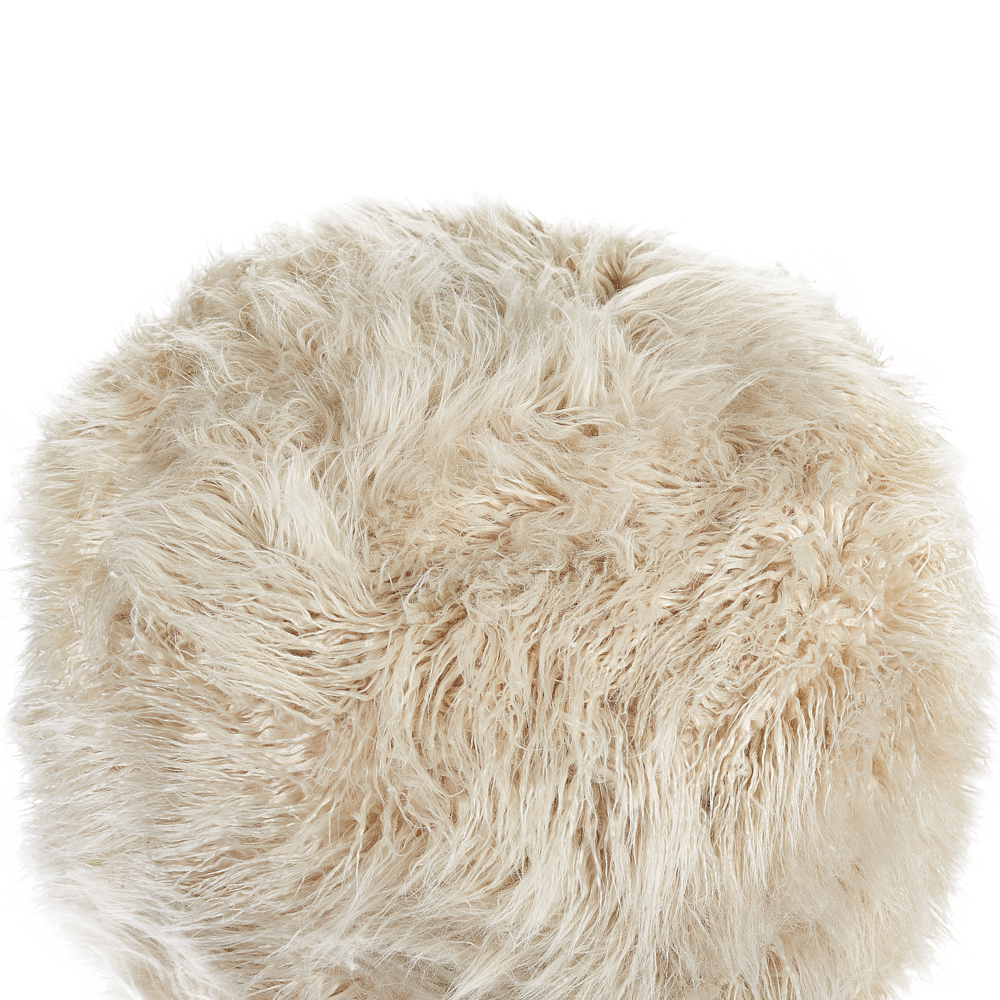 Pouf beige chiaro EPS perline riempimento pelliccia sintetica modello solido quadrato Boho moderno tessuto poggiapiedi