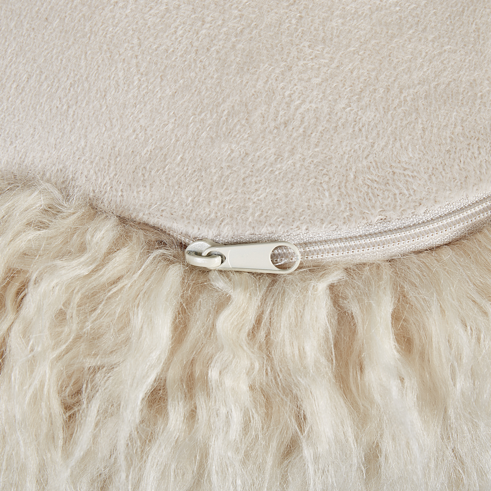 Pouf beige chiaro EPS perline riempimento pelliccia sintetica modello solido quadrato Boho moderno tessuto poggiapiedi