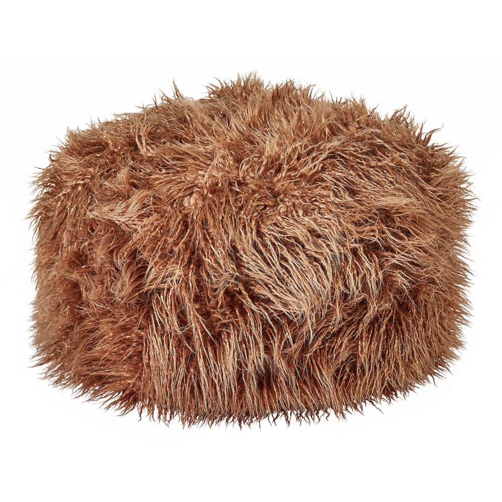 Pouf marrone EPS perline riempimento pelliccia sintetica modello solido quadrato Boho moderno tessuto poggiapiedi