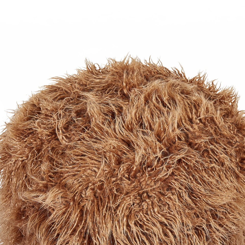 Pouf marrone EPS perline riempimento pelliccia sintetica modello solido quadrato Boho moderno tessuto poggiapiedi