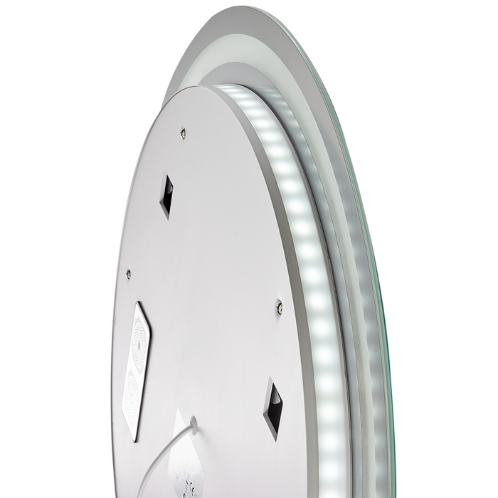 Specchio da bagno a LED argento rotondo con altoparlante Bluetooth 60 x 60 cm stile elegante