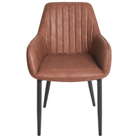 Set di 2 sedie da pranzo Braccioli in ecopelle marrone Gambe in metallo nero Rustico tradizionale