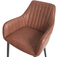 Set di 2 sedie da pranzo Braccioli in ecopelle marrone Gambe in metallo nero Rustico tradizionale