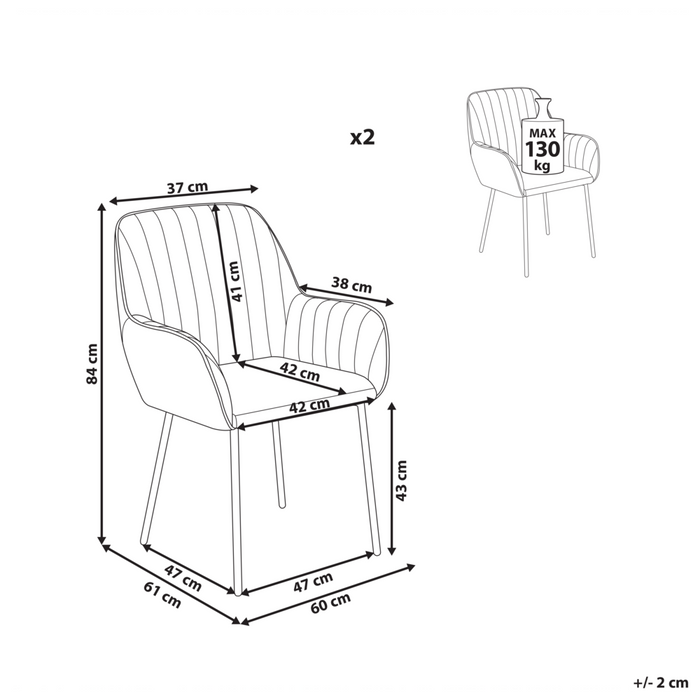 Set di 2 sedie da pranzo Braccioli in ecopelle marrone Gambe in metallo nero Rustico tradizionale