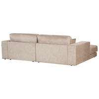Divano angolare lato destro in Tessuto imbottito beige con Cuscini 3 posti stile moderno minimalista