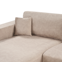 Divano angolare lato destro in Tessuto imbottito beige con Cuscini 3 posti stile moderno minimalista