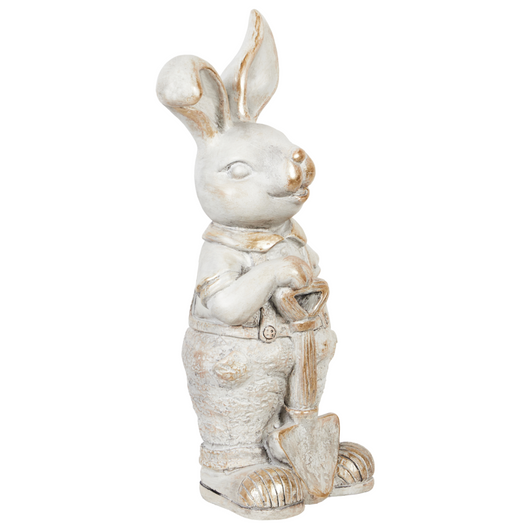 Statuetta decorativa Bianca MgO 36 cm Coniglietto di Pasqua Decorazione per interni esterni Soggiorno