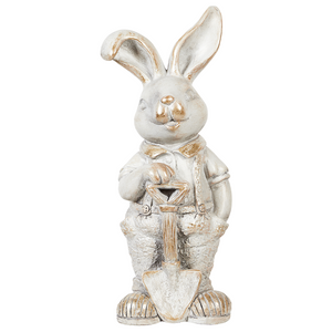 Statuetta decorativa Bianca MgO 36 cm Coniglietto di Pasqua Decorazione per interni esterni Soggiorno
