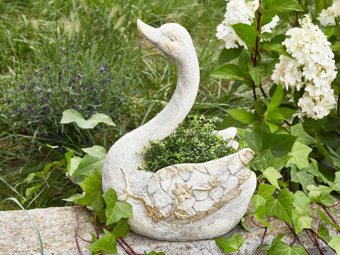 Statuetta decorativa Bianco MgO 40 cm Cigno Decorazione per interni esterni Soggiorno