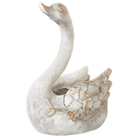 Statuetta decorativa Bianco MgO 40 cm Cigno Decorazione per interni esterni Soggiorno