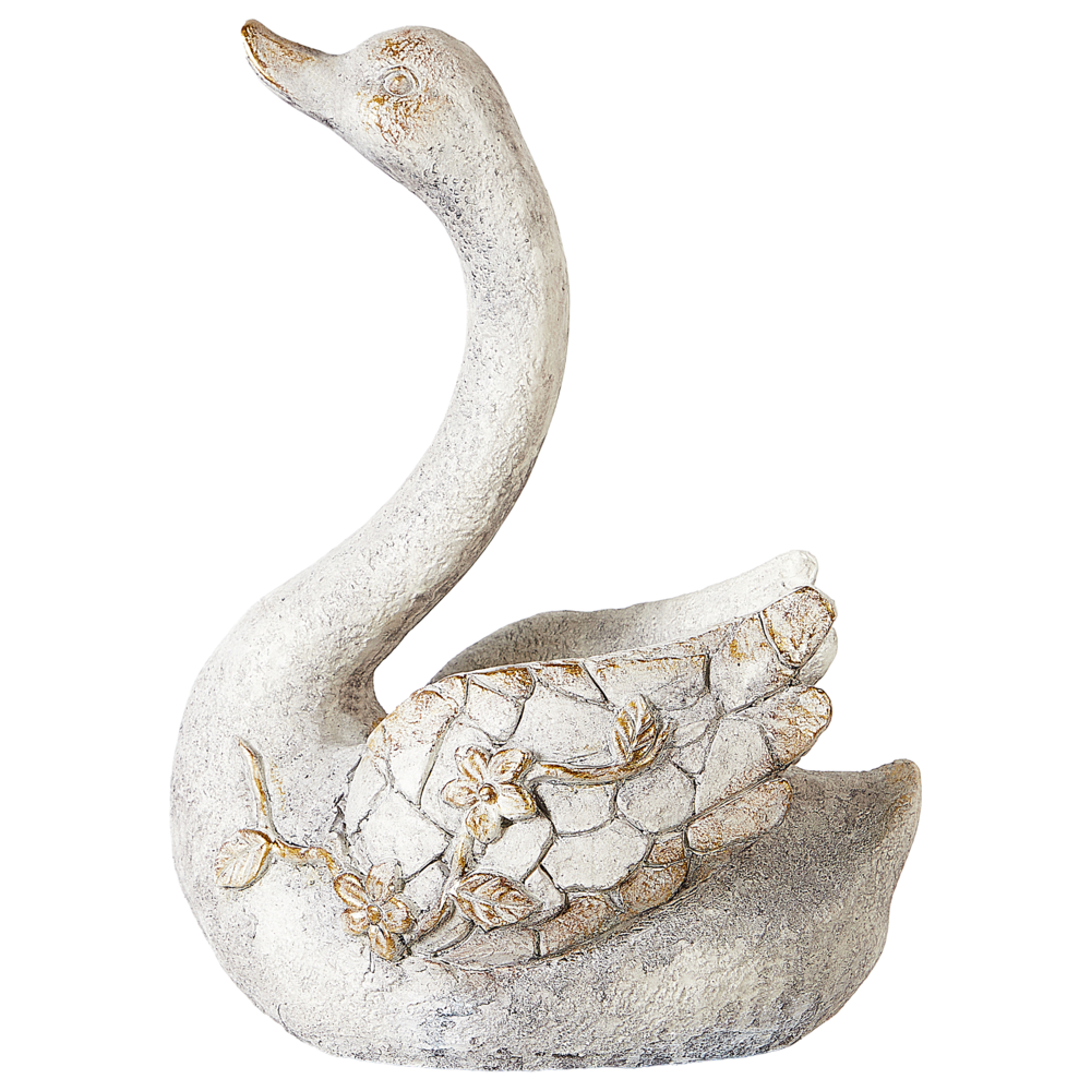 Statuetta decorativa Bianco MgO 40 cm Cigno Decorazione per interni esterni Soggiorno
