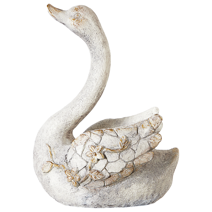 Statuetta decorativa Bianco MgO 40 cm Cigno Decorazione per interni esterni Soggiorno